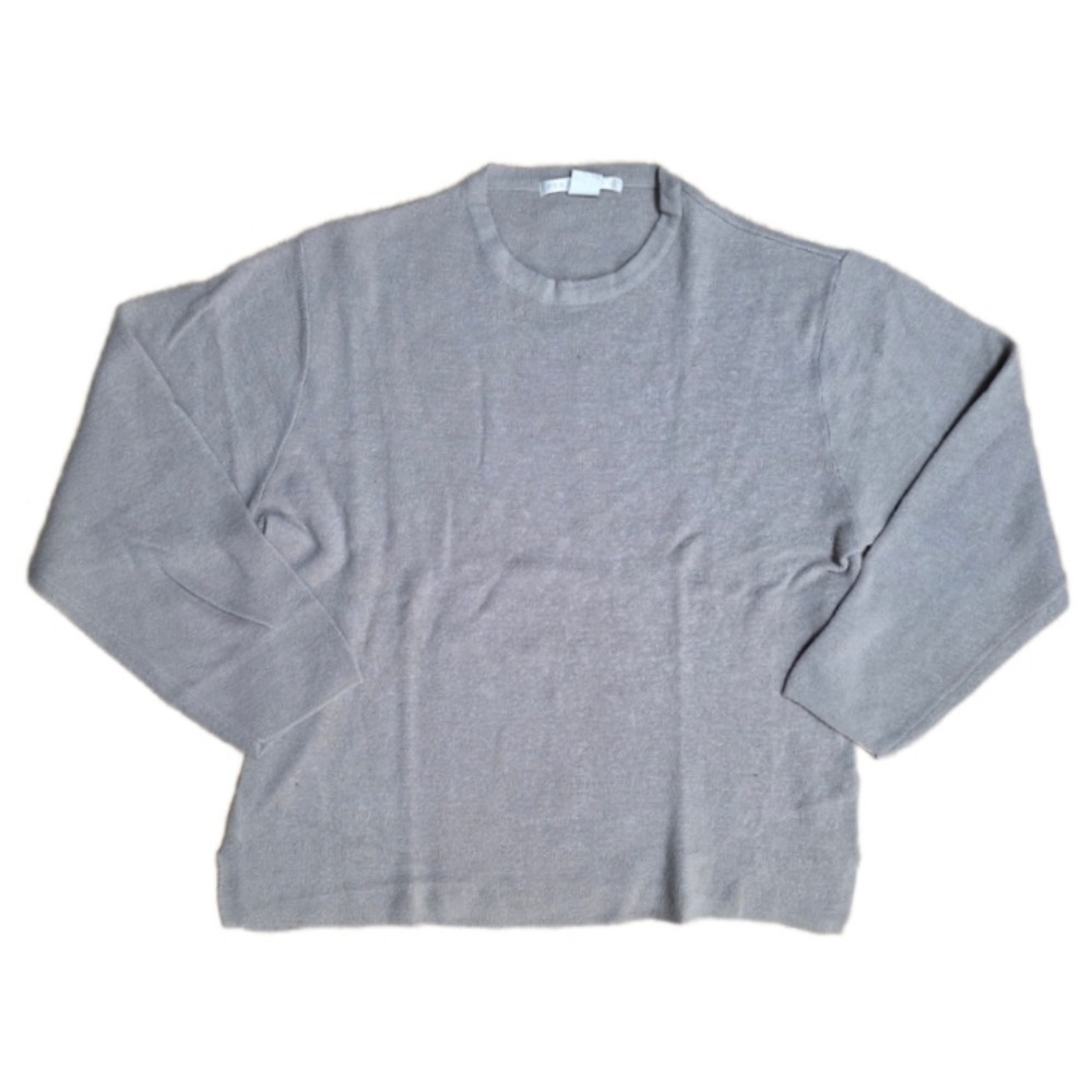 Vintage Perry Ellis Knit Sweater Men's Size L Soft Gray Wool Blend Crewneck